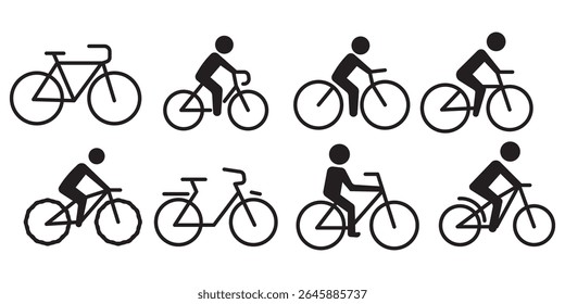 Man on bicycle icon, The man ride bicycle icon, bicycle icon, Bike. Bicycle vector icon. Concept of cycling. 