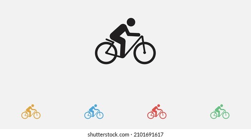 Man on bicycle icon. Sport silhouette of a man riding a bicycle. Vector illustration icon. Set of colorful flat design icons