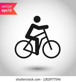 Man on bicycle icon. Bicycle vector icon. Bicycle vector flat sign. EPS 10