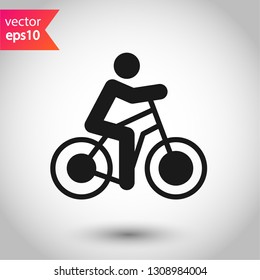 Man on bicycle icon. Bicycle vector icon. Bicycle vector flat sign. EPS 10