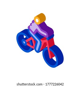 Man on Bicycle Icon Vector. Isometric Man on Bicycle Sign. Color Isolated Symbol Illustration