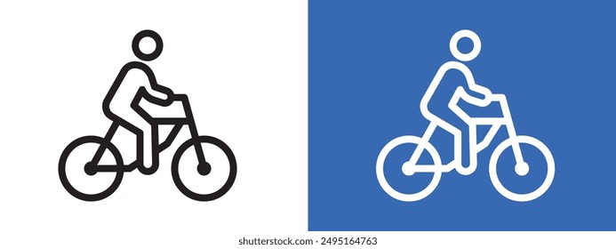 Man on bicycle logo sign set vector outline