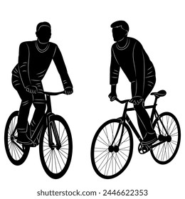 man on a bicycle silhouette on a white background vector