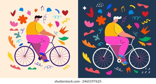 Man on the bicycle vector illustration