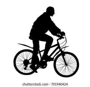 Man on a bicycle. Vector silhouette.