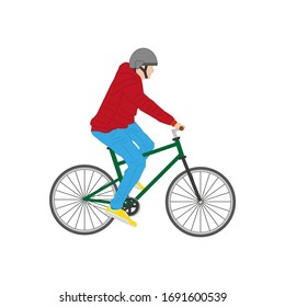 man on bicycle on white background, vector