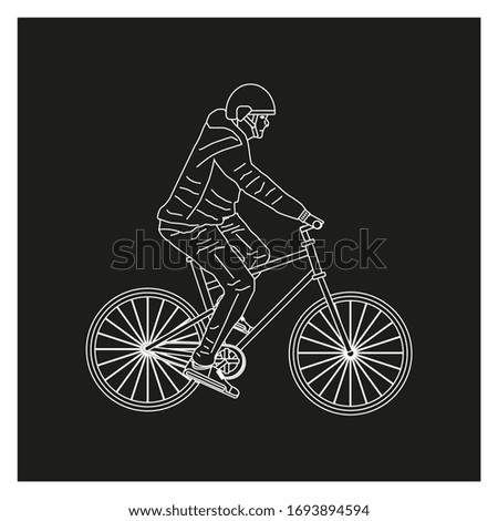 man on bicycle on white background, vector