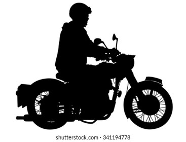 Man on big bike on white background
