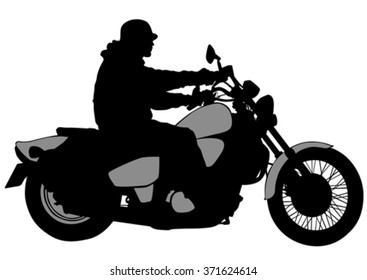 Man on big bike on white background