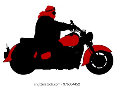 Man on big bike on white background