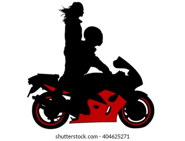 Man on big bike on white background