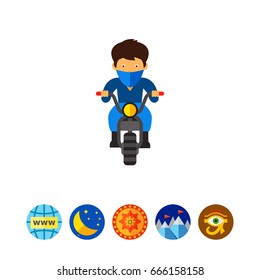 Man on bike with bandit style handkerchief