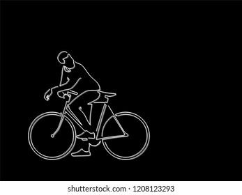 Man on bike isolated line drawing, vector illustration design. Urban lifestyle collection.