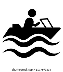 
Man on a boat designed to be boatman

