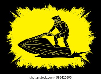 Man on boat, sport graphic vector