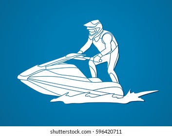 Man on boat, sport graphic vector