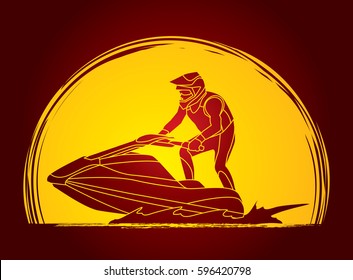 Man on boat, sport graphic vector
