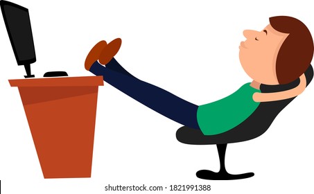 Hombre en una rotura, ilustración, vector sobre fondo blanco