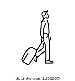 Man on business trip color line icon. Female entrepreneur. Pictogram for web page, mobile app, promo.