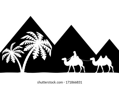 Man on the camel the pyramids.