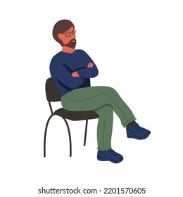 Man On Chair Flat Vector Illustration Stock Vector (Royalty Free ...