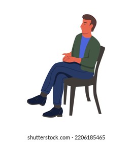 A man on a chair. Flat vector illustration isolated on a white background