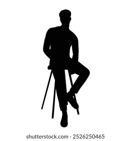 man on chair silhouette on white background, vector