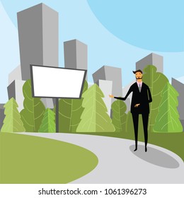 man on city background
