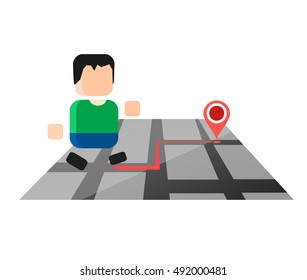 Man on city map