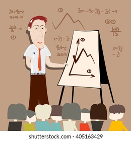 Man on Conference with Audience
