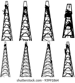 Man on crane in many action
