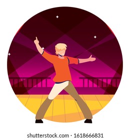 man on the dance floor, party, dancing club, music and nightlife vector illustration design