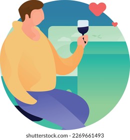 Man On Date Interactions And Communication UI Flat Icon Vector EPS
