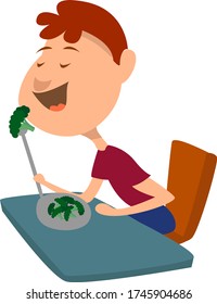 Man on a diet , illustration, vector on white background