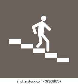 Man on Down Stairs Icon on Dark Gray Color. Eps-10.
