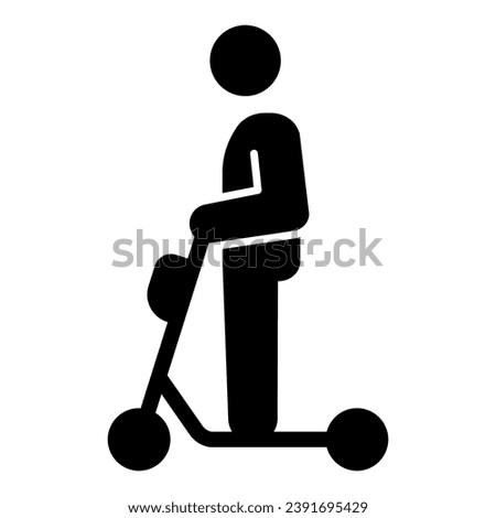 Man on electric scooter solid icon, electric transport concept, kick scooter ride vector sign on white background, glyph style icon for mobile concept and web design. Vector graphics