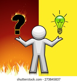 man on fire problem solution, vector