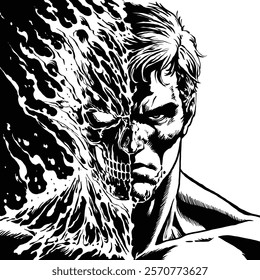 A man is on fired angry metaphors comic illustration vectors
