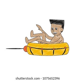 Man on float Water sport scribble