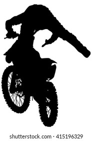 Man on flying bike on white background