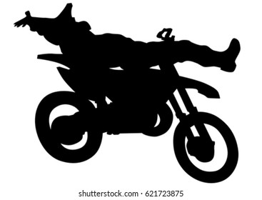 Man on flying bike on white background
