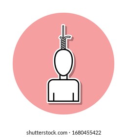 man on the gallows sticker icon. Simple thin line, outline vector of Death icons for ui and ux, website or mobile application