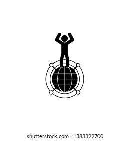 Man on the globe icon. Simple glyph, flat vector of technology with people icons for UI and UX, website or mobile application