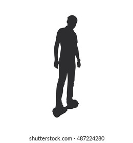 Man on gyroscooter. Vector silhouettes isolated on white background.
