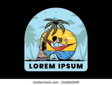 Man on hammock in skull shape illustration illustration