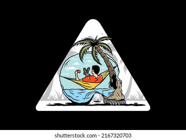 Man on hammock in skull shape illustration illustration