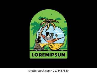 Man on hammock in skull shape illustration illustration