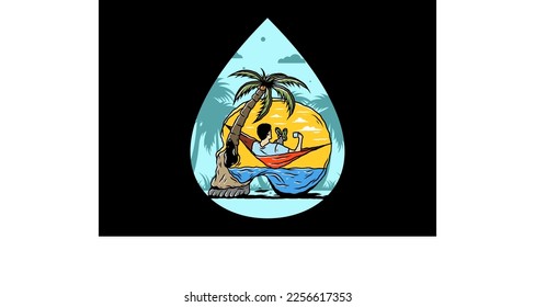 Man on hammock in skull shape illustration illustration