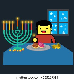 Man on Hanukkah day. 