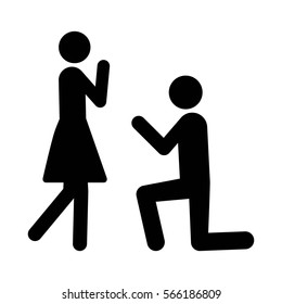Man on his knees for a marriage proposal engagement flat vector icon for wedding apps and websites
